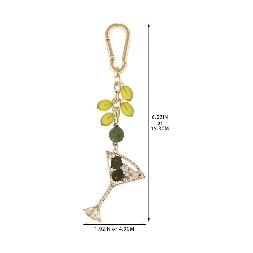 6739 Martini Olive Cute Green Keychains | Bag Charms for Handbags | Gold - Picture 7 of 7